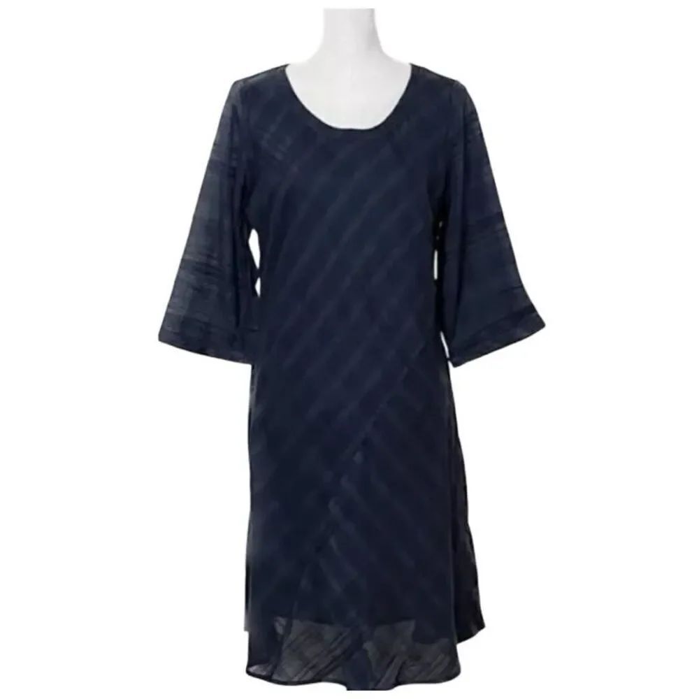 Soft Surroundings Cotton Gauze Shift Shirt Dress large blue